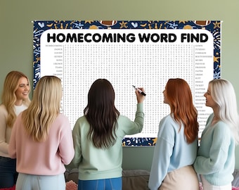 Homecoming Word Search Game, Giant Crossword Puzzle, Large Word Find, Gathering Activity Poster