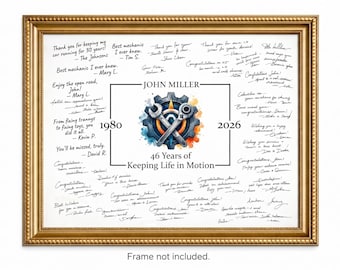 Mechanic Retirement Guestbook Alternative Poster, Retired Signature Print, Personalized, Unframed