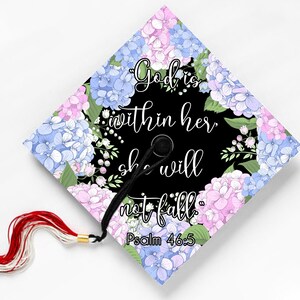 God Is Within Her, She Will Not Fall, Psalm 46:5 Bible Verse Saying, Graduation Cap Topper Sticker, Grad Gift, Class of 2025