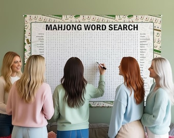 Mahjong Word Search Game, Word Find, Crossword Poster Puzzle, Gathering Activity, Multiple Sizes