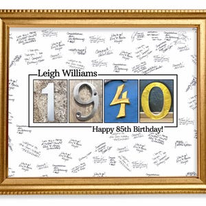85th Birthday Guestbook Poster: 1940 Signature Keepsake Print