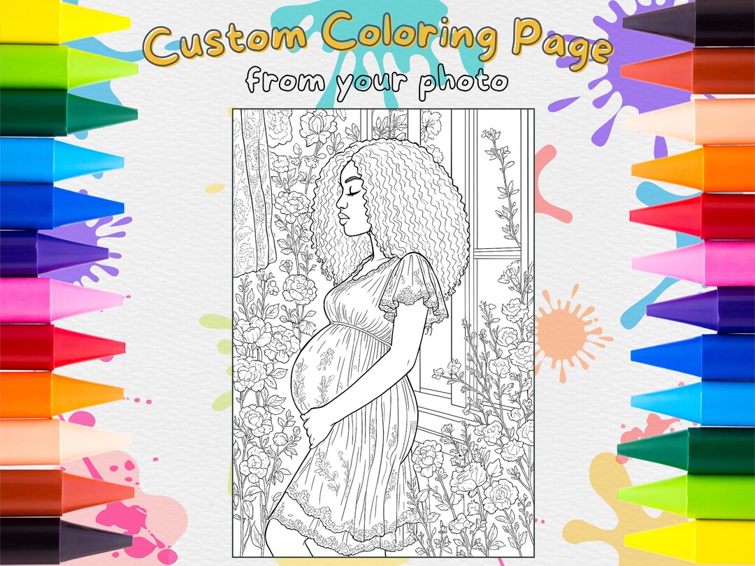 Custom Photo Coloring Page: Pregnant Woman, Couple Activity - Etsy