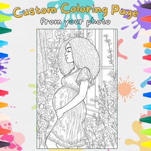 Custom Photo Coloring Page: Pregnant Woman, Couple Activity