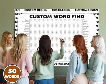 Custom Word Search Poster, Personalized Party Game Crossword Puzzle