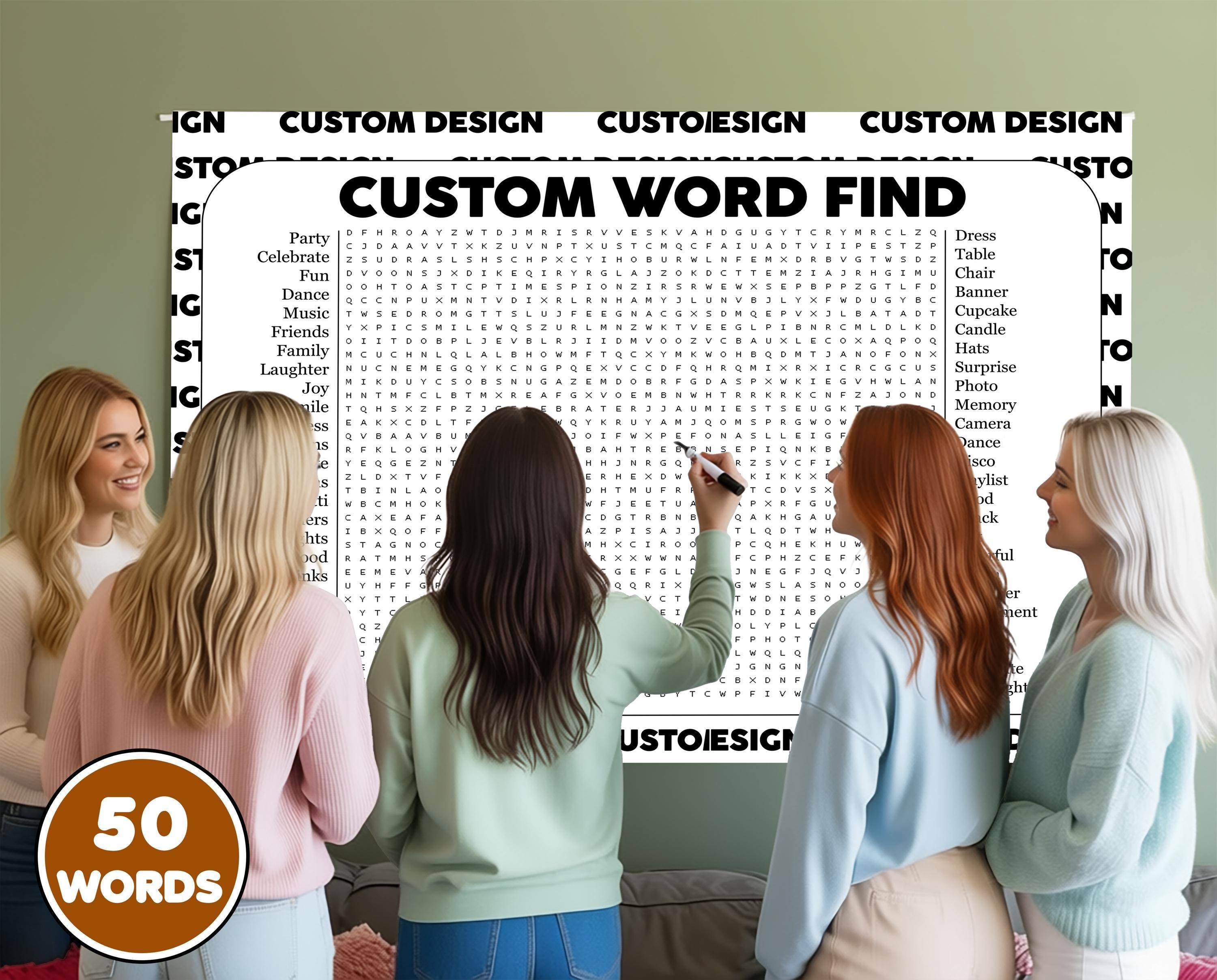 Custom Word Search Poster, Personalized Party Game Crossword Puzzle - Etsy