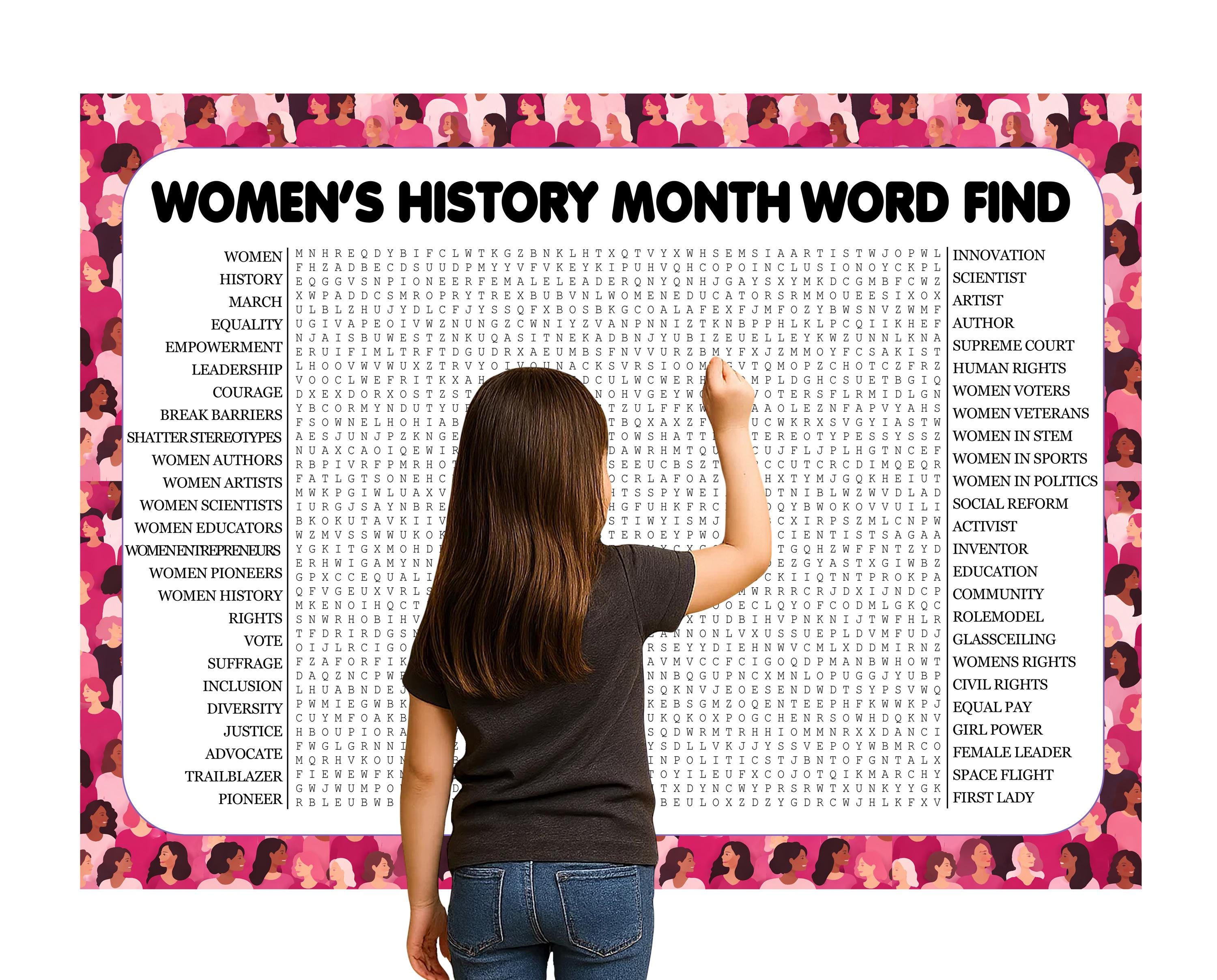 Women’s History Month Word Search Game, Giant Crossword Puzzle, Large ...