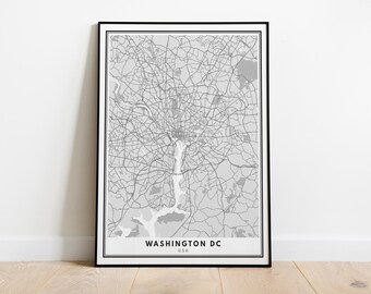 Washington DC Map Print, Washington DC Poster, City Map, Black and White Print, Home Wall Decor, Minimalist Wall Art