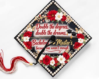 Bachelor to Master, Double Degrees Graduation Cap Topper Sticker, Grad Gift, Class of 2026