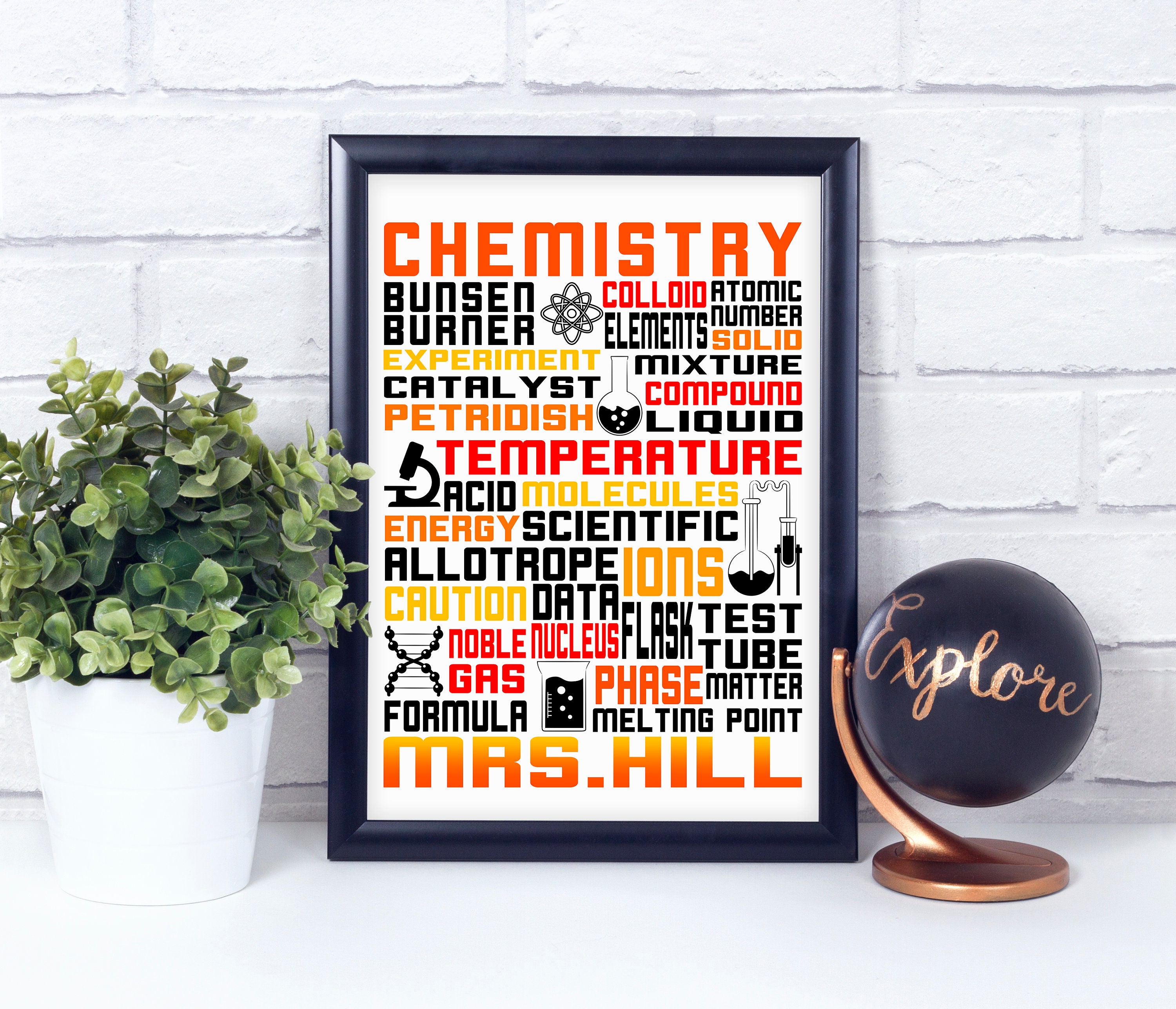 Custom Chemist Poster Chemistry Lover Gift Typography Art Etsy UK