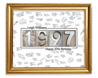 27th Birthday Guestbook Sign, 1997 Birthday Guestbook Print, Personalized Guestbook Alternative