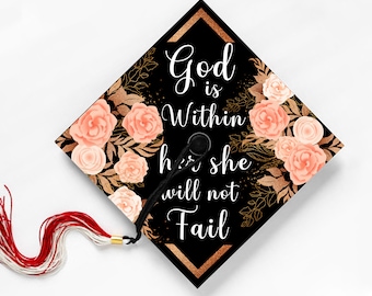 Floral Graduation Cap Topper Sticker: Bible Verse, Class of 2025