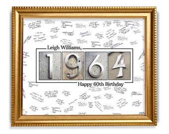 60th Birthday Guestbook Sign, 1964 Birthday Guestbook Print, Personalized Guestbook Alternative