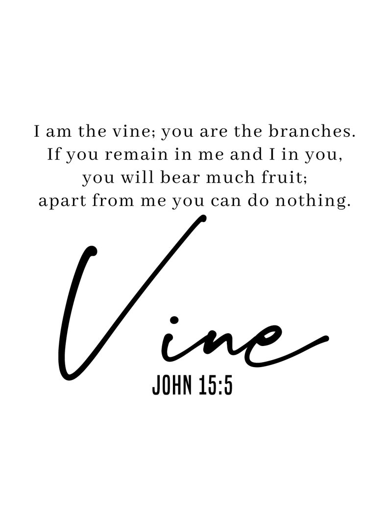John 15:5, Bible Verse Poster, Quote Print, Minimalist Art image 4