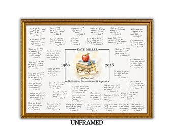 School Staff & Secretary Retirement Guestbook Alternative, Signature Messages Poster Print, Personalized, Unframed