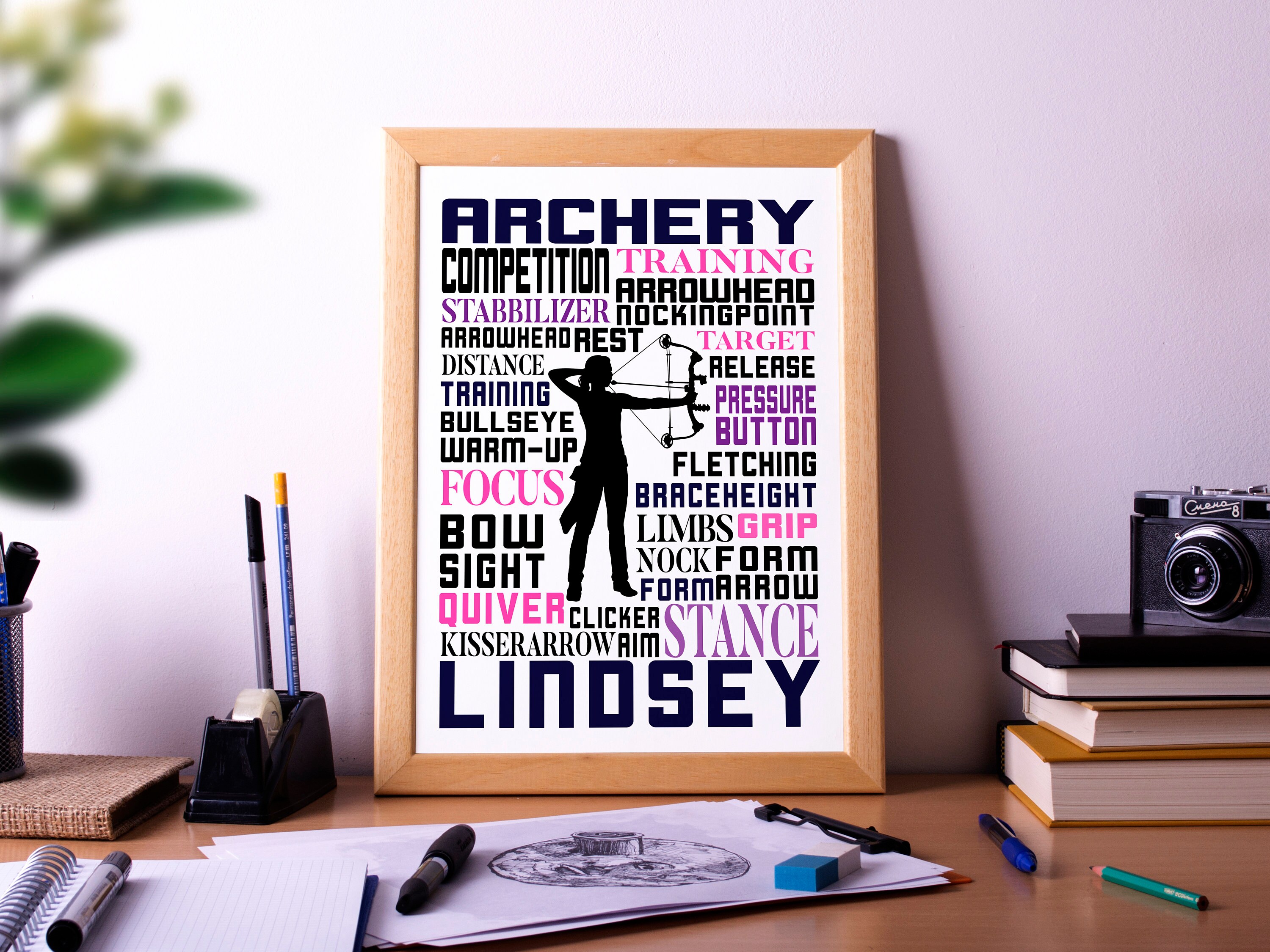 Custom Archer Poster Archery lover gift Typography Art Etsy