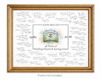 Veterinarian Retirement Guestbook Alternative Poster, Retired Signature Print, Personalized, Unframed
