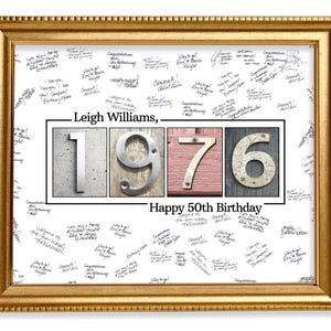 50th Birthday Guestbook Poster, Year 1976 Signature Keepsake, 2026 Update image 1