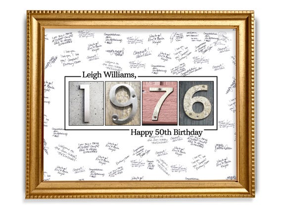 50th Birthday Guestbook Poster, Year 1976 Signature Keepsake, 2026 Update