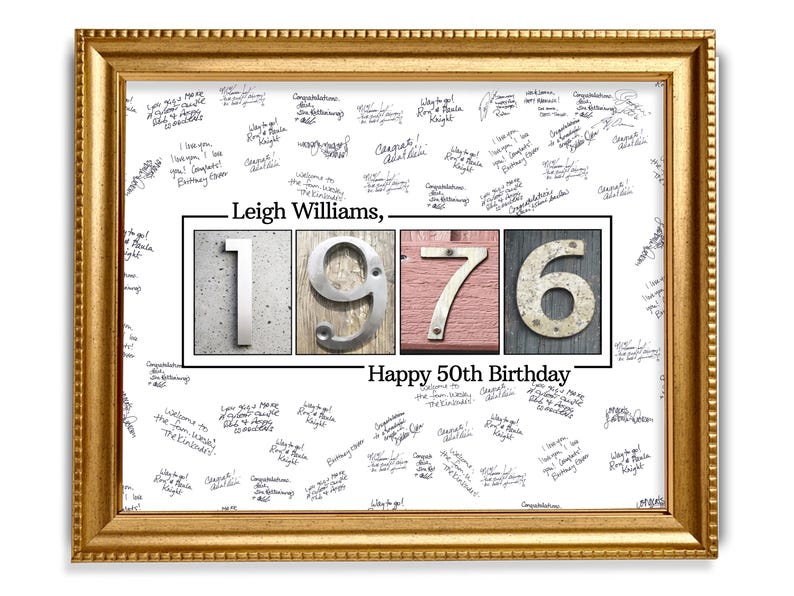 50th Birthday Guestbook Poster, Year 1976 Signature Keepsake, 2026 Update image 1