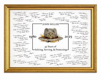 Detective Retirement Guestbook Alternative Poster, Signature Print, Personalized Gift, Unframed