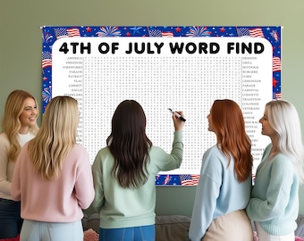 4th of July Word Search Game, Word Find Poster, Crossword Puzzle, Holiday Gathering Activity
