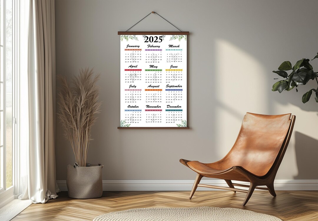 2026 Wall Calendar, Minimalist Leafy Design, Year at a Glance Poster ...