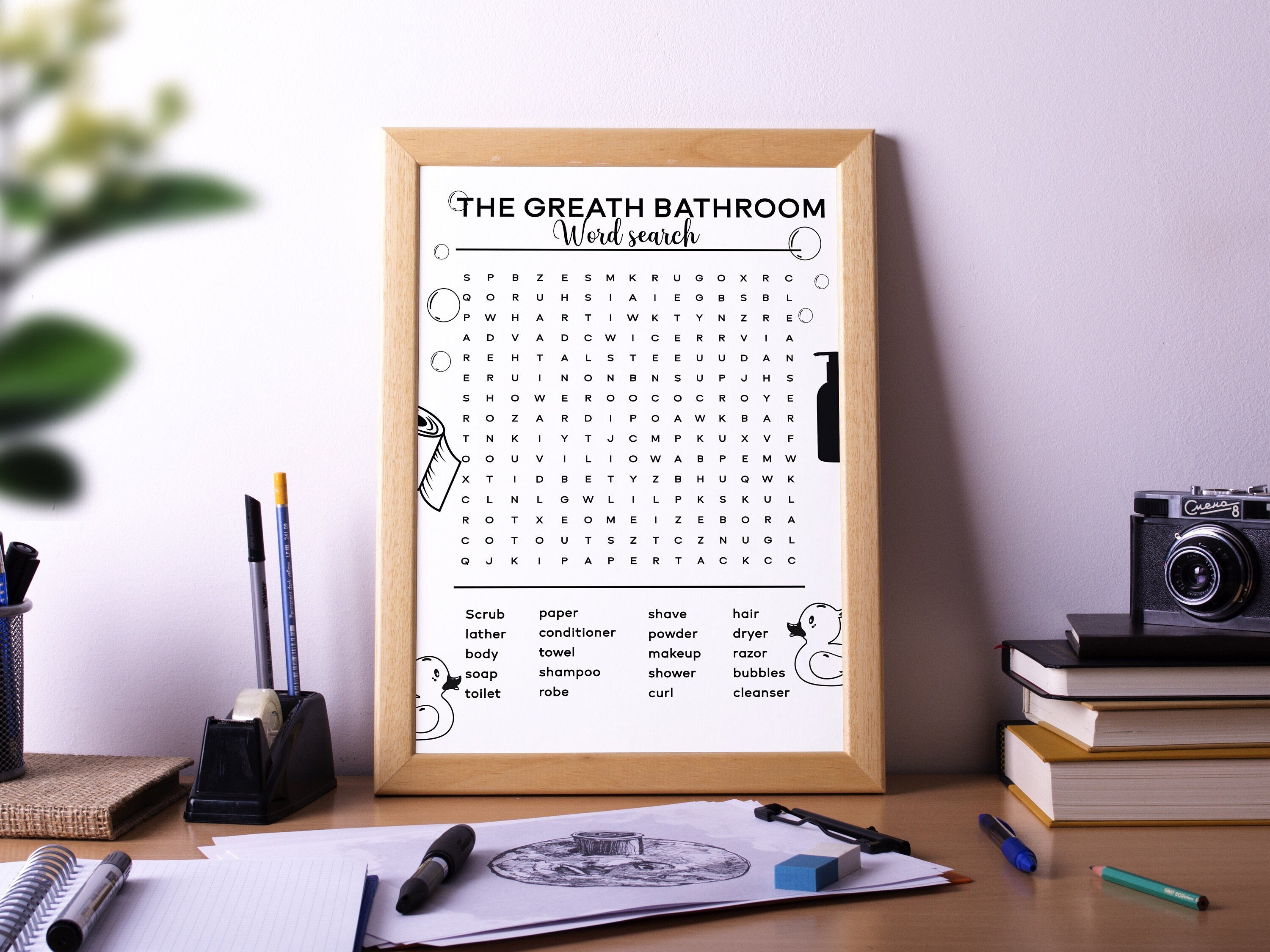 The Great Bathroom Crossword Puzzle Word Search Puzzle Etsy