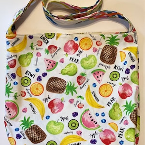 Tropical Fruit Reversible Cross Body Tote