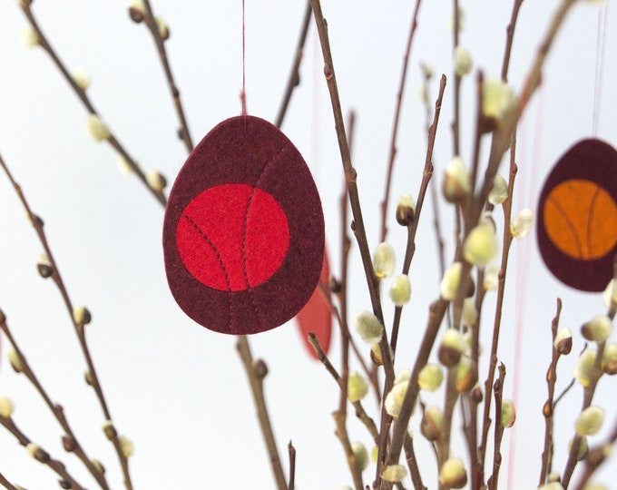 quadu Easter eggs set of 3 - decoration - pendant - red tones
