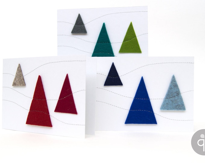 quadu Christmas card – white – 3 trees
