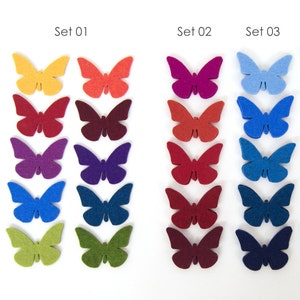 Butterflies, wool felt, 10 pieces, in many colors
