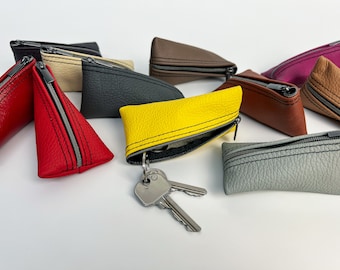 Key case, upcycled leather, key pouch, in various colors