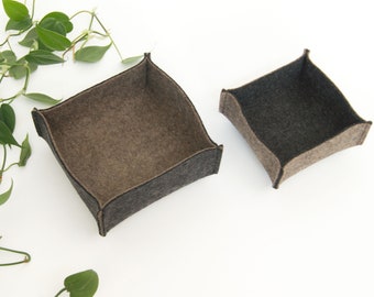 Felt bowl, set of 2, double-sided, two-tone