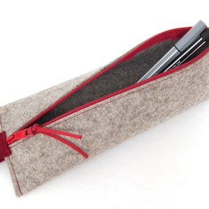 quadu pencil case pencil case made of wool felt beige mottled, zipper in 16 colors image 3