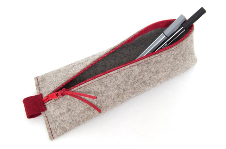 quadu pencil case pencil case made of wool felt beige mottled, zipper in 16 colors image 3