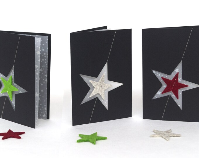 quadu Christmas card – DIN A6 star – black