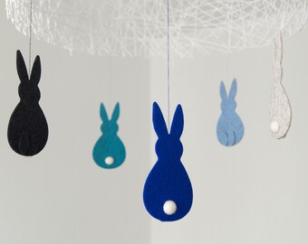 Easter bunnies, set of 3, decoration, pendants, in 14 colors