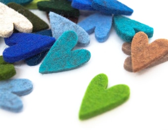 Mini felt hearts, colorful, 25 pieces, 25 mm