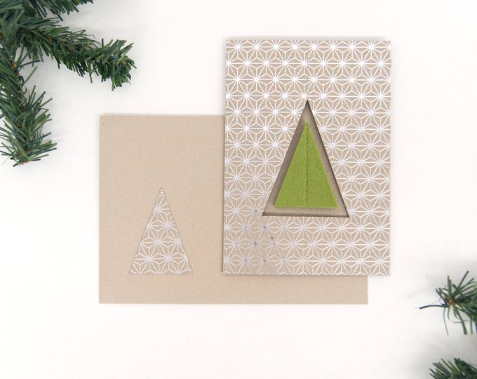 quadu Christmas card - tree - silver