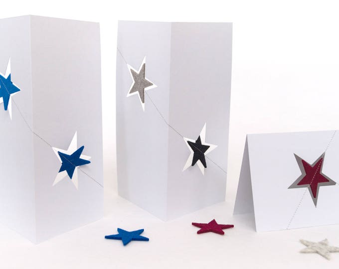 quadu Christmas card – two stars – white
