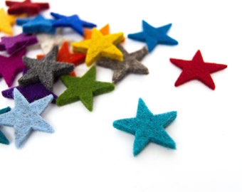 Felt stars, assorted colors, 25 pieces, 25 mm