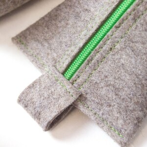 quadu pencil case pencil case made of wool felt beige mottled, zipper in 16 colors 08 hellgrün