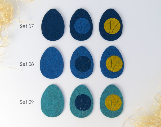 quadu Easter eggs set of 3 - decoration - pendant - shades of blue