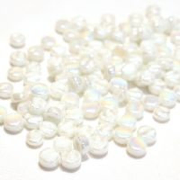 8mm Round Mosaic Tiles - White Pearlised - 50g