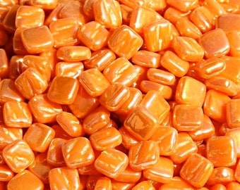 8mm Micro Mosaic Craft Tiles - Orange Pearlised