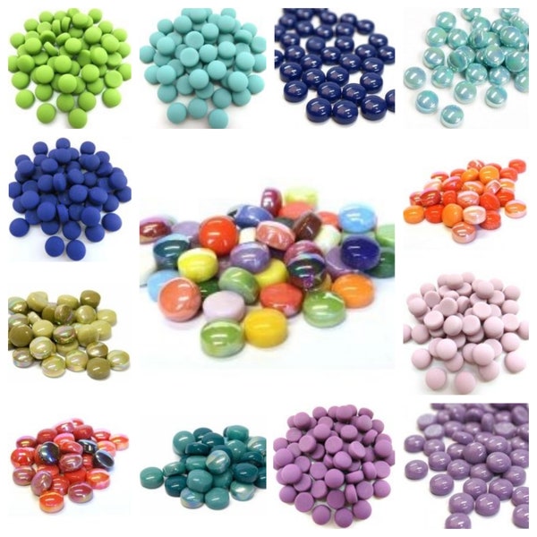 12mm Round Coloured Glass Mosaic Tiles (Optic Drops) - 50g's