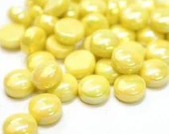 12mm Round Mosaic Craft Tiles - Lemon Tart Pearlised - 50g