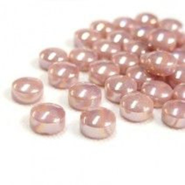 12mm Round Mosaic Craft Tiles - Dusky Pink Pearlised - 50g