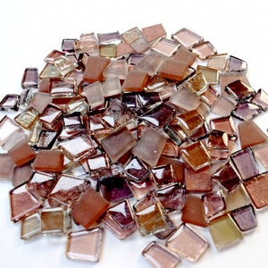 200g mix of Irregular Shaped Mosaic Glass Tiles - Amber Rose