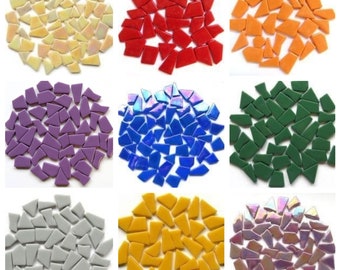 Glasschnipsel – unregelmäßige Mosaikfliesen – 100 g in verschiedenen Farben